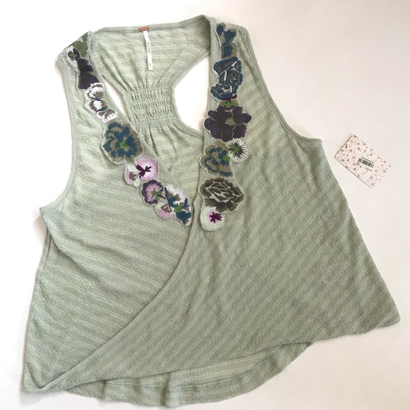 Free People Embroidered faux wrap racer back tank - Picture 2 of 8